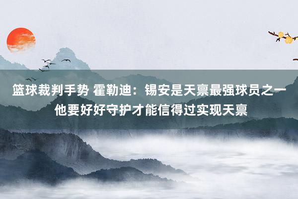 篮球裁判手势 霍勒迪：锡安是天禀最强球员之一 他要好好守护才能信得过实现天禀