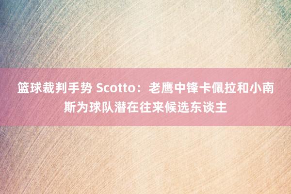 篮球裁判手势 Scotto：老鹰中锋卡佩拉和小南斯为球队潜在往来候选东谈主